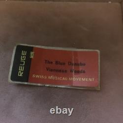 REUGE Jewelry Music Box Inlaid Wood Italy Swiss Movement Blue Danube Viennese