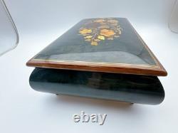 REUGE Jewelry Music Box Swiss Movement Blue Danube Wooden Case Italy Vintage