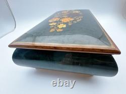 REUGE Jewelry Music Box Swiss Movement Blue Danube Wooden Case Italy Vintage