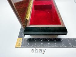 REUGE Jewelry Music Box Swiss Movement Blue Danube Wooden Case Italy Vintage