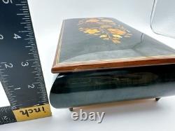 REUGE Jewelry Music Box Swiss Movement Blue Danube Wooden Case Italy Vintage