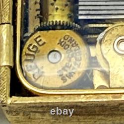 REUGE Locker Music Box Locket Gold Tone Vintage Hand Assembled Swiss Made RARE