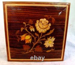 REUGE MUSIC BOX JEWELRY BOX SEND IN THE CLOWNS FINE INLAY c. 1960'S