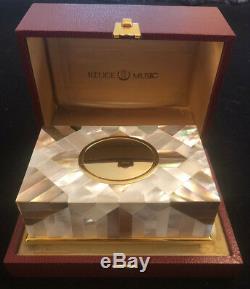 REUGE MUSIC Mother of Pearl Singing Bird Box with Original Box