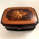 REUGE Music Box, Solid Walnut Wood Inlaid Box, Antique Figurine