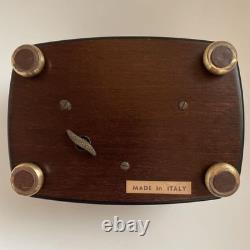 REUGE Music Box, Solid Walnut Wood Inlaid Box, Antique Figurine