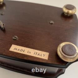 REUGE Music Box, Solid Walnut Wood Inlaid Box, Antique Figurine