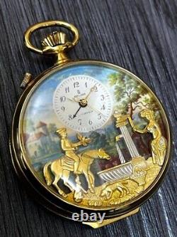REUGE Musical Automatron Pocket watch Music Box Hand-wound Vintage RARE