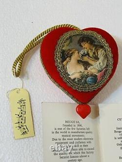 REUGE Musical Music Box 1977 Le Coeur D'amour with 2 Hearts Original Box