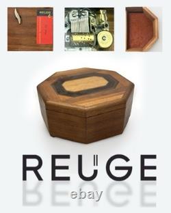 REUGE Octagon Musical Jewelry Box. Inlaid Wood. Swiss movement. Italian made
