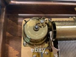 REUGE SAINTE-CROIX SWISS MUSIC BOX CH 3/72 Custom Wood & Glass Box Vintage