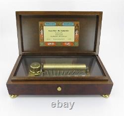 REUGE ST. CROIX MUSIC BOX 3/72 37237 Magic Flute 3 Tunes Inlaid Wooden Box