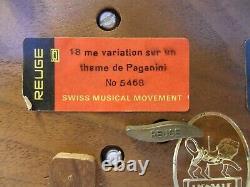 REUGE SWISS MOVEMENT WOOD & BEVELED GLASS MUSIC BOX With 3X18 NOTES