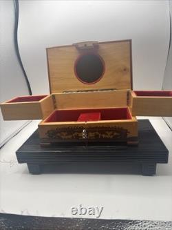 REUGE SWISS Music Jewelry Box, Lovely Marquetry Plays Music Ballerina Missing
