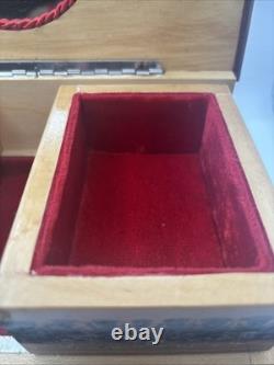 REUGE SWISS Music Jewelry Box, Lovely Marquetry Plays Music Ballerina Missing