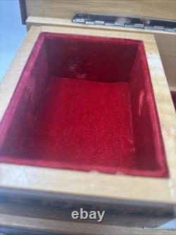 REUGE SWISS Music Jewelry Box, Lovely Marquetry Plays Music Ballerina Missing