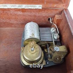 REUGE Saint-Croix Vintage Footed Wooden Music Box Made In Switzerland Lucky Day