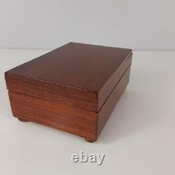 REUGE Saint-Croix Vintage Footed Wooden Music Box Made In Switzerland Lucky Day