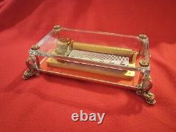 REUGE Sainte-Croix 72 Notes Music Box Clear Glass, Song 3parts with Dolphln Legs
