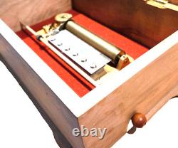 REUGE Swiss Music Box 3/72 Myrtlewood 8x11 Thieving Magpiein 3 parts (Rossini)