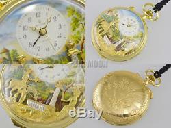 REUGE Trick Music Boxes Pocket Watch used hand-winding type used B07