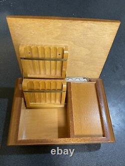 REUGE Vintage Wood Swiss Movement Music Box with Cigarette Holders Edelweiss