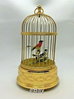 REUGE Voiliere De La Cour Two Singing Birds Gilted Cage Automaton Music Box