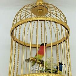 REUGE Voiliere De La Cour Two Singing Birds Gilted Cage Automaton Music Box