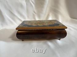 REUGE Vtg Floral Wood Jewelry Music Box Swiss Musical Movement Vintage