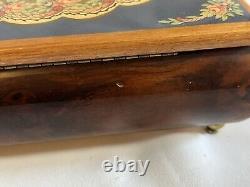 REUGE Vtg Floral Wood Jewelry Music Box Swiss Musical Movement Vintage