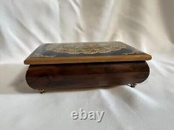 REUGE Vtg Floral Wood Jewelry Music Box Swiss Musical Movement Vintage