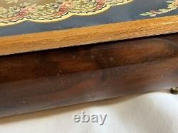 REUGE Vtg Floral Wood Jewelry Music Box Swiss Musical Movement Vintage