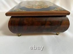 REUGE Vtg Floral Wood Jewelry Music Box Swiss Musical Movement Vintage