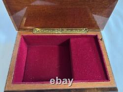 REUGE Vtg Floral Wood Jewelry Music Box Swiss Musical Movement Vintage