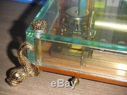 Rar Vintage Reuge Cylinder Music Box 72 Key Note Nice Crystal Clear Glass Case