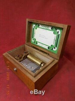 Rare 2/41 Note Thorens Pre-reuge Walnut Veneer Swiss Shield Music Box Model #25