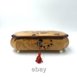 Rare Italian Sorrento Wood Swiss Reuge Music Box w Key- Plays Nadia Theme