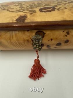 Rare Italian Sorrento Wood Swiss Reuge Music Box w Key- Plays Nadia Theme