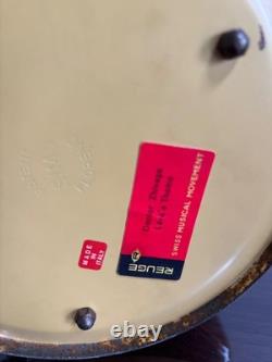 Rare Pagoda Reuge Porcelain Musical Lipstick Cigarette Carousel Music Box