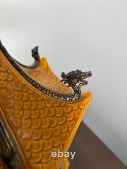 Rare Pagoda Reuge Porcelain Musical Lipstick Cigarette Carousel Music Box