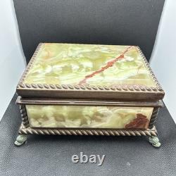 Rare REUGE ONYX MUSIC BOX DOLPHIN FEET WORKING 2 Songs Love Story & Rain Drops