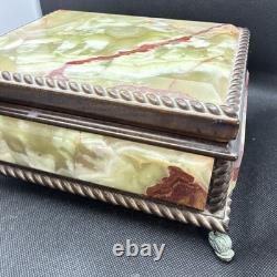 Rare REUGE ONYX MUSIC BOX DOLPHIN FEET WORKING 2 Songs Love Story & Rain Drops