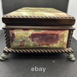 Rare REUGE ONYX MUSIC BOX DOLPHIN FEET WORKING 2 Songs Love Story & Rain Drops
