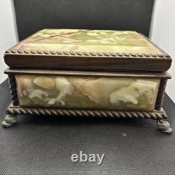 Rare REUGE ONYX MUSIC BOX DOLPHIN FEET WORKING 2 Songs Love Story & Rain Drops