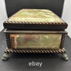 Rare REUGE ONYX MUSIC BOX DOLPHIN FEET WORKING 2 Songs Love Story & Rain Drops