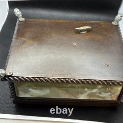 Rare REUGE ONYX MUSIC BOX DOLPHIN FEET WORKING 2 Songs Love Story & Rain Drops