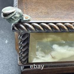 Rare REUGE ONYX MUSIC BOX DOLPHIN FEET WORKING 2 Songs Love Story & Rain Drops
