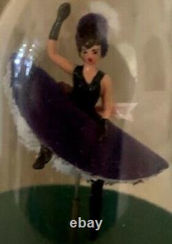 Rare REUGE St. Croix, Switzerland Animated CanCan Dancer MUSIC BOX Glass Dome