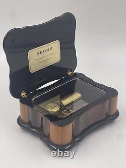 Rare Reuge 36 Note Walnut Music Box 4.72W × 6.3H, Melodie By J. Brahms