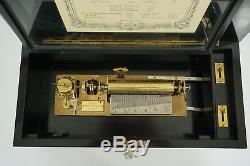 Rare Reuge 72 Note Interchangeable Cylinder Music Box in Rosewood with 15 Airs